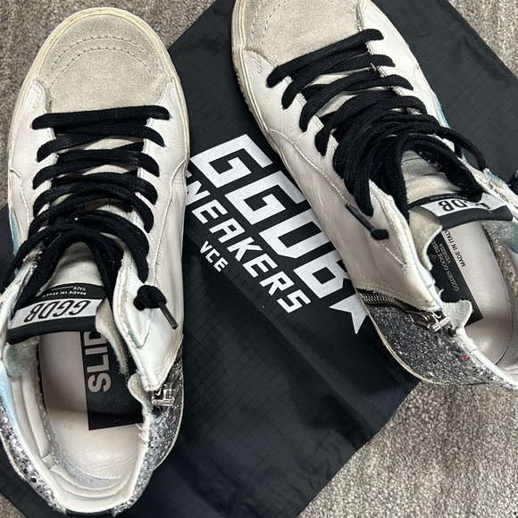 GOLDEN GOOSE sneaker slides silver glitter and pink star - Picture 6 of 7